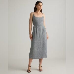 Quince 100% European Linen Scoop Neck Midi Dress